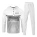 "Men's Waffle-Knit Hoodie & Jogger Set - Striped Casual Loungewear (S-3XL)"_viptrois.com