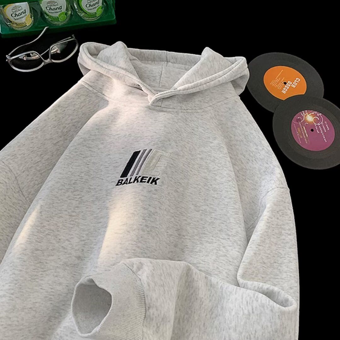 Autumn And Winter Retro Loose Hoodie Men's Hooded Letter Fashion Versatile Top Jacket_viptrois.com