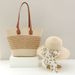 Women's Hats Single Shoulder Straw Bag New Style Women's Large Capacity Striped Straw Bag Woven Bag Holiday Beach Bag Two Piece Set Straw Hat_viptrois.com