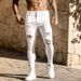 2023 Pencil Pant Elatic Sweatpant Men Fit Solid Ripped Denim Harem Pant Caual Black Blue White Detroyed Jean_viptrois.com