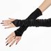 Unisex Vintage satin hook finger gloves Long nylon sexy wedding gloves cos Show performance etiquette gloves_viptrois.com