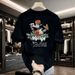 Men's Summer Korean Version New Short Trendy Printed Half Sleeved Top Loose Round Neck Pullover T-shirt_viptrois.com