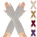 Unisex Twist 8-figure gloves men's and women's same wool fingerless cuff knitted warm medium long_viptrois.com
