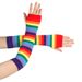 Unisex Colorful long gloves Holiday Party Party Rainbow wrist sleeve Fingerless gloves Colorful striped sleeves_viptrois.com