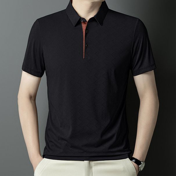 Men's Clothing Business Casual Short Sleeved Polo Shirt Breathable Lapel T Shirt_viptrois.com