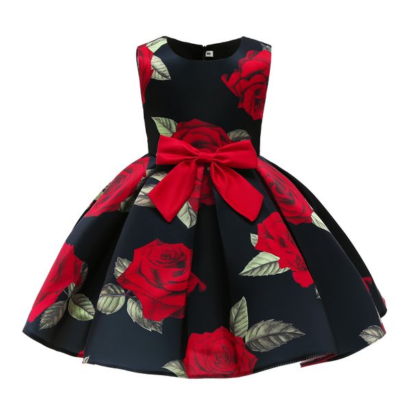 Mother & Kids Girls Dress Foreign Trade Girl Children's Clothing Red Vest Dress Printed Princess Dress Children's Performance Dress Skirt_viptrois.com