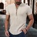 Men's Clothing Men's Linen Casual Shirt Plain V Neck Summer Casual Daily Clothing_viptrois.com