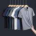 Plus Size Sports Casual Ice Silk Polo Shirt For Men, Summer Loose Fit, Versatile, Breathable, Quick-Dry Short Sleeve_viptrois.com
