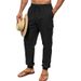 Men's Clothing Spring/Summer Men's Linen Cargo Pants With Multi Pockets Outdoor Loose Breathable Sports Casual_viptrois.com