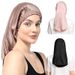 Women's long cap night cap Long hair care cap elastic sleeve cap color long tail night cap_viptrois.com