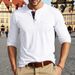 Cross-border Large-size American Men's Autumn Stretch Colored Cotton Casual Retro Simple Loose Henry Shirt Long-sleeved T-shirt_viptrois.com
