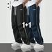 Men's Striped Straight Leg Casual Pants Breathable Quick Drying Wear Resistant Drawstring Commuter Pants Cross Border Trade_viptrois.com