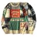 Men's Color-Block Knit Sweater – Trendy Jacquard Pattern For Halloween & Christmas (Blue/Red, EU Sizes S-2XL)_viptrois.com