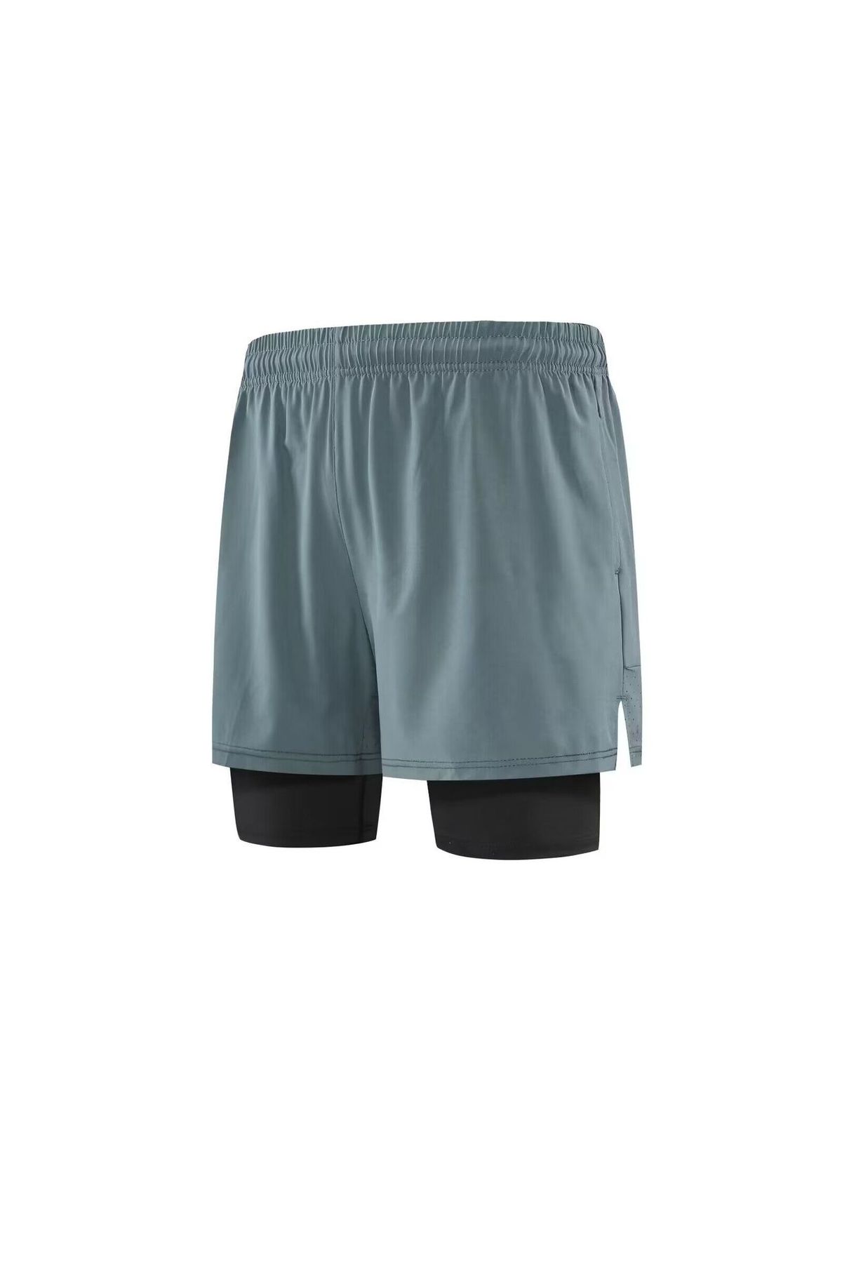 Men's Clothing Two-Piece Sports Shorts Training Pants Fitness Running Marathon Shorts Foot Blue Shorts_viptrois.com