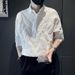 Men's Short Sleeved Trendy Brand Handsome Ice Silk Shirt_viptrois.com