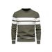 Men's Colorblock Knit Sweater - Relaxed Fit Striped Pullover With Round Neck, Soft Rabbit Hair Blend For Autumn & Winter (S-XXL)_viptrois.com