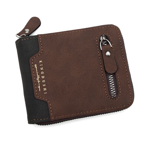 Wallet Card Cases Short Men's Wallet Document Holder Wallet Wallet Zipper Men's Wallet Retro Creative Business Wallet_viptrois.com