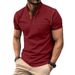 Men's New Short-sleeved Henley Shirt Fashion Round Neck T-shirt Colorblocking Tops_viptrois.com