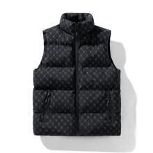 Men's Quilted Sleeveless Vest With Zip Pockets Warm Winter Padded Jacket For Spring, Slim Fit Stand Collar,Cotton Blend Fabric (Black/White/Pink)_viptrois.com