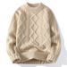 Men's Clothing Solid Color Twisted Sweater Coat Wool Velvet Youth Warm Round Neck Long Sleeve Knitted Bottoming Shirt_viptrois.com
