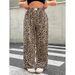 Retro Trendy Casual Pants Women Summer Loose Fit Wide Leg Straight Trousers With Drooping Effect, Leopard Print Black/Brown_viptrois.com