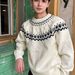 Pure 2025 Fair Isle Cable Knit Loose Sweater For Men Autumn Winter Lazy High-End Feel Knitted Base Layer_viptrois.com