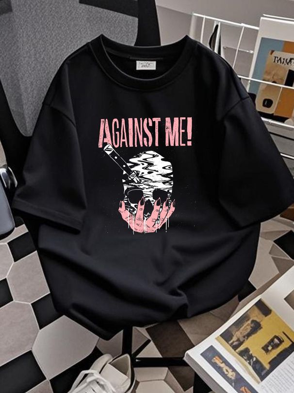 Against Me Band Tour Cotton Gift For Fan All Size S To 5XL T-shirt S4216 Top For Everyday Wear Soft Streetwear Graphic Fashion Stylish Casual_viptrois.com