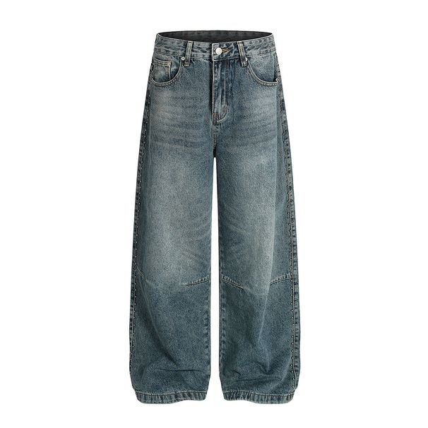 American Punk Wahed Vintage Jean For Men Street Fahion Deign With Rivet Decoration Looe Wide-Leg Straight Long_viptrois.com