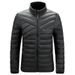 Men's Stand Collar Quilted Jacket – Lightweight Winter Coat With Cotton Fill (Black/Grey/Dark Blue, Sizes XS-XL)_viptrois.com
