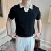 Summer New Color Matching Striped Sweater T Shirt Men's Korean Style Trendy Slim Fit Versatile Casual Round Neck Short Sleeve Trend_viptrois.com