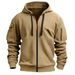 Men's Zip-Up Hoodie With Embroidered Badge & Multiple Pockets - Hip-Hop Style Pullover For Casual Streetwear (S-Xxxl, 9 Colors)_viptrois.com