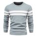 1 Striped Knit Pullover Casual Round Neck Autumn Winter Color Block In Stock Sweater European Size Men's Beige_viptrois.com