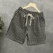 Houndstooth High-Waist Shorts For Men And Women Trendy Casual Retro Five-Point Loose Fit Beachwear Outerwear Summer Fashion_viptrois.com