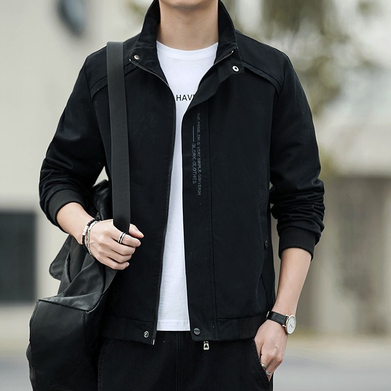 Men's Clothing Autumn New Spring And Autumn Men's Jacket Autumn Workwear Jacket Casual Stand Collar Top Men's Washed Jacket Coat_viptrois.com