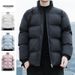 Men's Clothing Jacket With Stand Collar Winter Puffer Jacket, Stand Collar Quilted Coat, Oversized Polyester-Filled Warm Coat For Youth & Students_viptrois.com