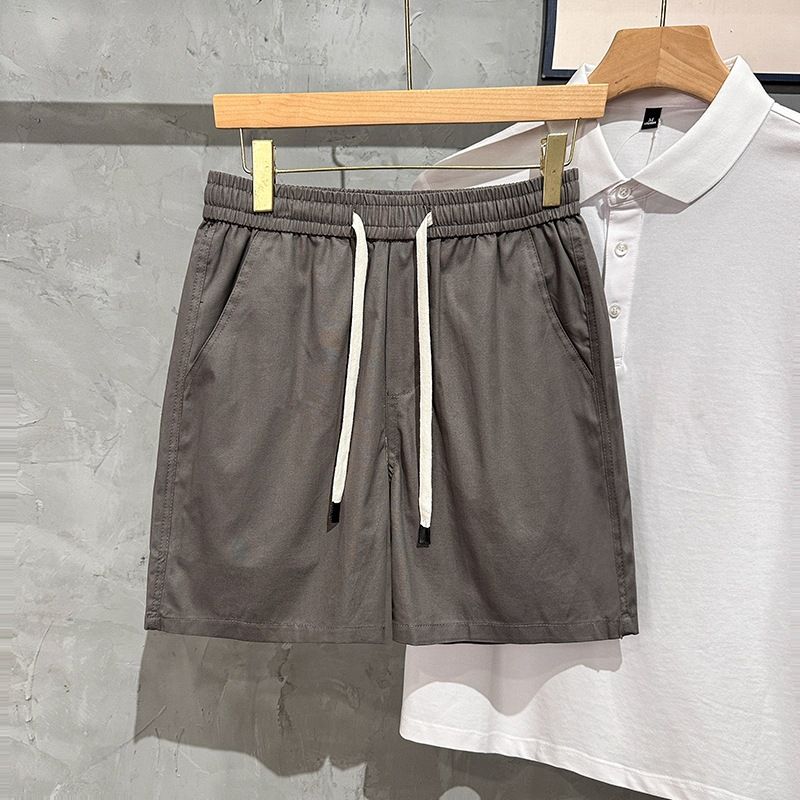 Men's Clothing Summer Thin Casual Cargo Shorts High Waist Elastic Loose Straight Leg Beach Pants_viptrois.com