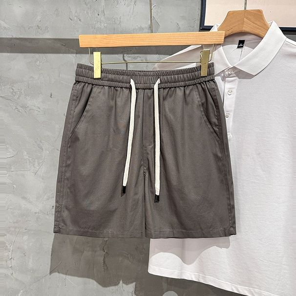 Men's Clothing Summer Thin Casual Cargo Shorts High Waist Elastic Loose Straight Leg Beach Pants_viptrois.com