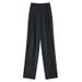 Elegant Wide Leg Suit Pants For Women - High Waisted Straight Trousers With Double Button Design, Perfect For Pear Shaped Figures_viptrois.com
