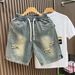 American Style Casual Distressed Jeans For Men Loose Trendy Cool Five-Point Shorts Summer New Mid-Length Pants_viptrois.com