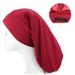 Large size women's long tail sleeping cap double layer satin pullover hat elastic elastic adjustable hat hot selling_viptrois.com