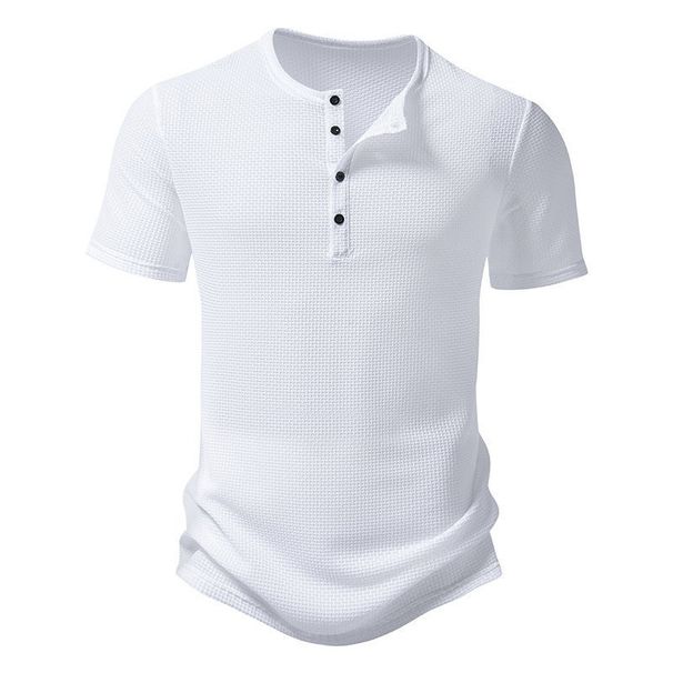 Men's Summer Breathable Quick-Dry Button-Up Shirt Casual Solid Color Polo Shirt Cool Mesh Short Sleeve_viptrois.com