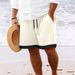 Men's Clothing Summer Jacquard Color Matching Striped Drawstring Elastic Waist Breathable Daily Beach Casual Shorts_viptrois.com