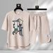 Men's Clothing Summer fashion brand new casual short sleeved sports five point pants two piece suit men's large size loose T shirt top_viptrois.com