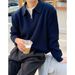 Men's Slim Fit Polo Collar Half-Zip Knit Sweater - Breathable Stretchable Business Casual Pullover For Youth & Adults_viptrois.com