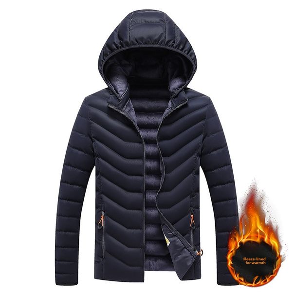 Rib Clothes, Cotton-padded Clothes For Men, Slim-fit Removable Hats, Piled Thickened Hooded Jackets For Men_viptrois.com