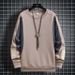 Men's Oversized Casual Sweatshirt Long Sleeve Round Neck Pullover Top With Patchwork Design For Spring Autumn Daily Wear_viptrois.com