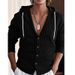 Men's Clothing Linen Hooded Shirt - Breathable, Drawstring Casual Top | Slim & Oversize Fit | Solid Colors (White/Navy/Black/Khaki/Light Blue)_viptrois.com