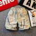 Men's Clothing Yellow Mud Denim Shorts Men's Ripped Drawstring Elastic Waist Mid Length Pants Casual Fashion Brand Loose Five Point Pants_viptrois.com