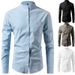 Men's Clothing New Stand Up Collar Shirt Long Sleeved Pure Cotton Men's Casual Linen Shirt Men's Trendy_viptrois.com