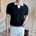 Men's Casual Polo Shirt Slim Fit Breathable Knit Short Sleeve T-Shirt Wrinkle-Free Business Casual Summer Top_viptrois.com